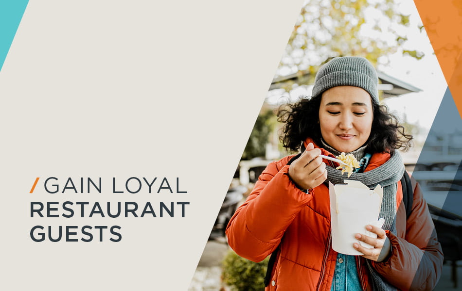 Woman eating from takeout container