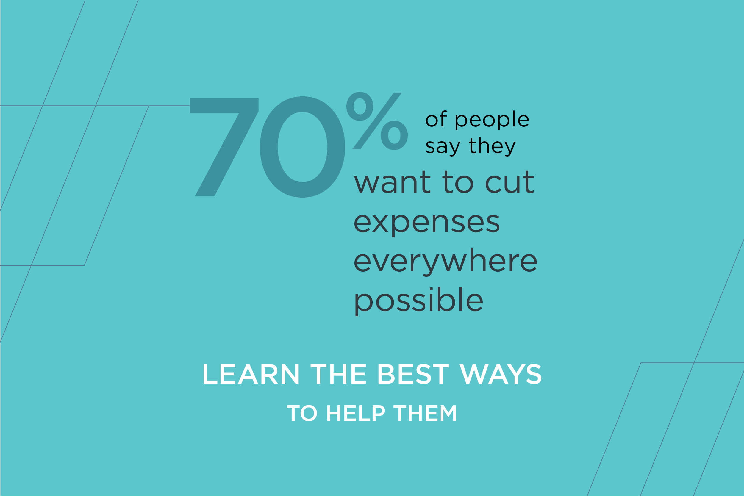 70% od people say they want to cut expenses everywhere possible.