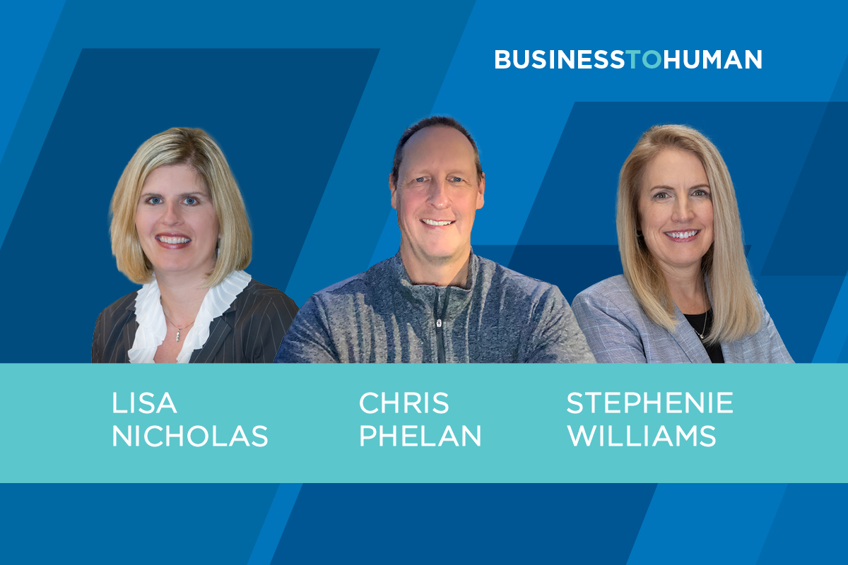Headshots of speakers from the Business to Human Podcast, Episode 23.