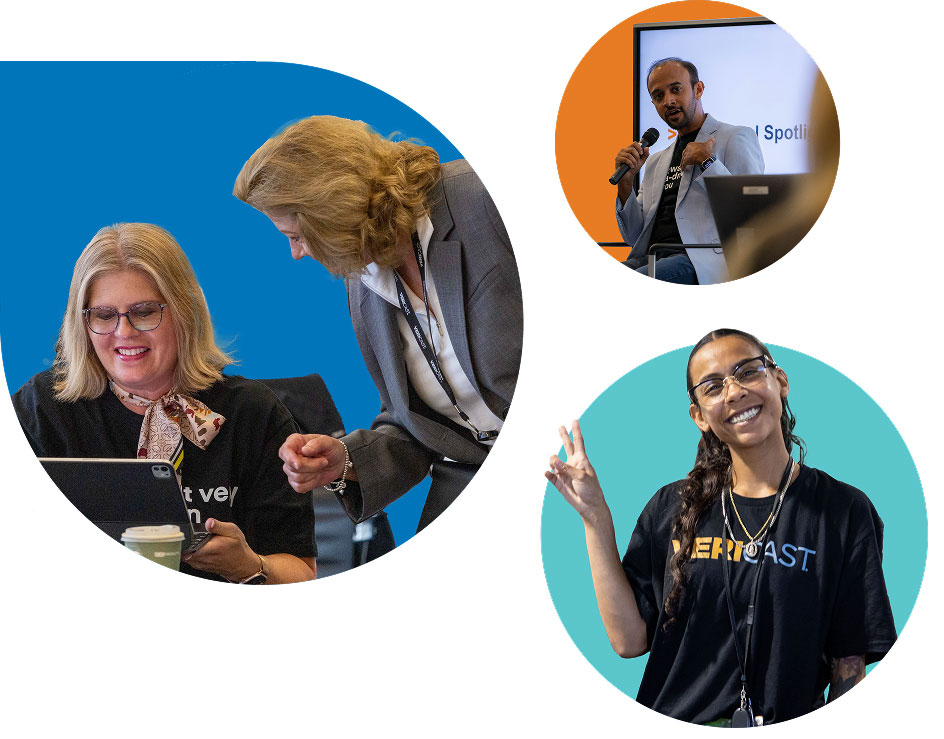 employees in circle graphics