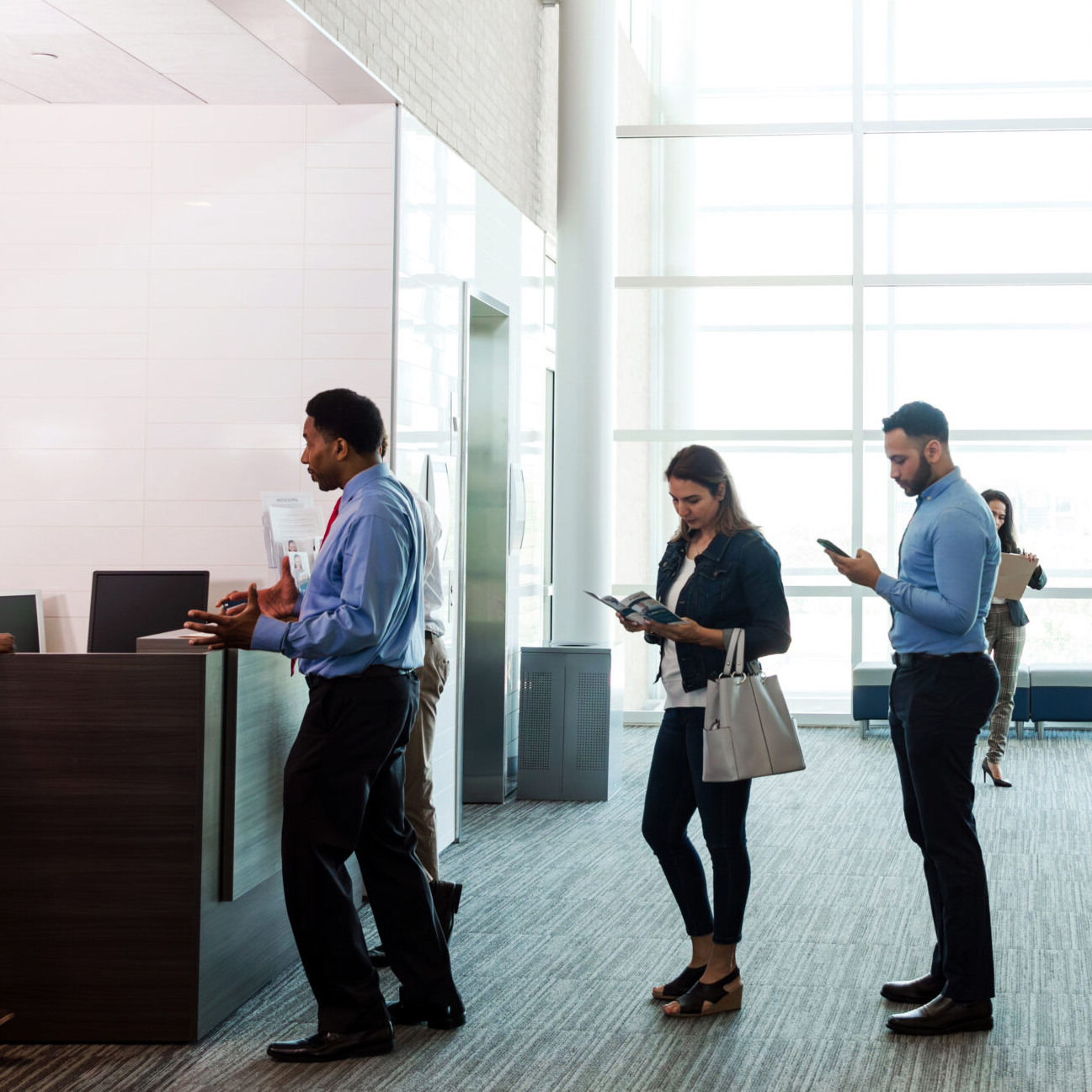 account holders in line at bank
